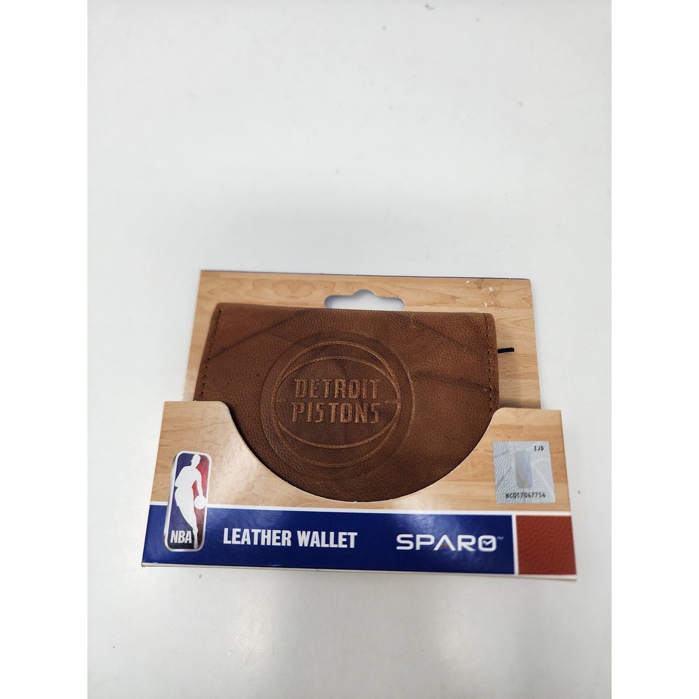 Sparo Mens Detroit Pistons Trifold Wallet Brown Leather NBA Casual Size OS
